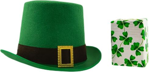 GiftExpress St Patrick's Day Leprechaun Hat with Metal Buckle, St Patrick's Day Green Top Hat, St Patty's Costume Hat, Green, M in Saudi Arabia