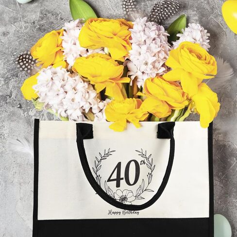 IWOLOMI 40th Birthday Bag, 40th Birthday Gifts for Women Canvas Tote Bag, 40th Birthday Gifts Cosmetic Bags for Women, Mom, Wife, Sister, Friends 40th Birthday Gifts in Kuwait