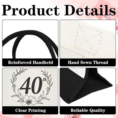 IWOLOMI 40th Birthday Bag, 40th Birthday Gifts for Women Canvas Tote Bag, 40th Birthday Gifts Cosmetic Bags for Women, Mom, Wife, Sister, Friends 40th Birthday Gifts in Kuwait