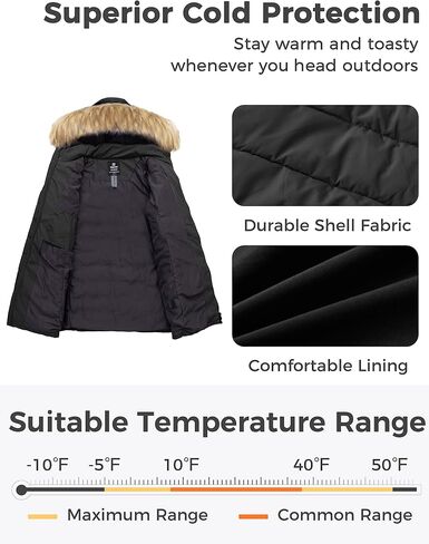 wantdo Women's Plus Size Winter Jacket Warm Long Puffer Coat Quilted Parka Jacket with Removable Fur Hood in Saudi Arabia