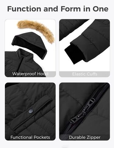 wantdo Women's Plus Size Winter Jacket Warm Long Puffer Coat Quilted Parka Jacket with Removable Fur Hood in Saudi Arabia