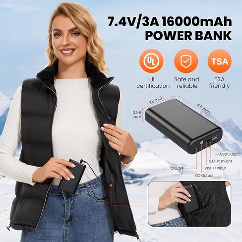 سترة SPOYR النسائية المُدفأة، سترة مُدفأة مع حزمة بطارية متضمنة 16000 مللي أمبير 7.4 فولت، سترة تدفئة شتوية قابلة للغسل in Kuwait