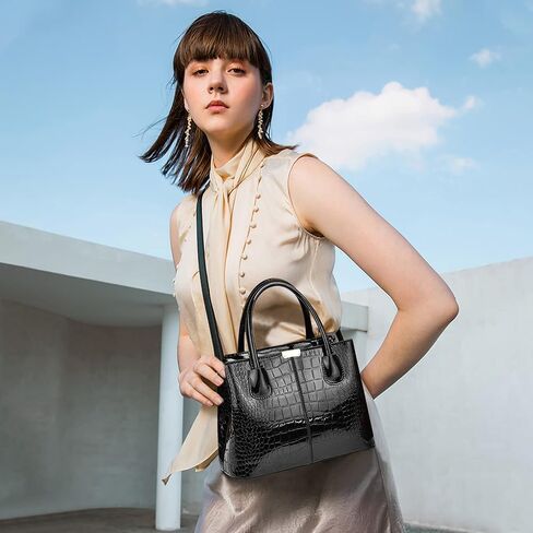 NICOLE & DORIS Women Handbag Patent Leather Top Handle Bags Shoulder Bag Elegant Tote Bag Ladies Hand Bag for Work in Kuwait
