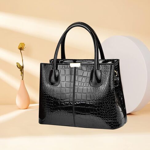 NICOLE & DORIS Women Handbag Patent Leather Top Handle Bags Shoulder Bag Elegant Tote Bag Ladies Hand Bag for Work in Kuwait