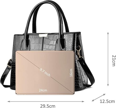 NICOLE & DORIS Women Handbag Patent Leather Top Handle Bags Shoulder Bag Elegant Tote Bag Ladies Hand Bag for Work in Kuwait