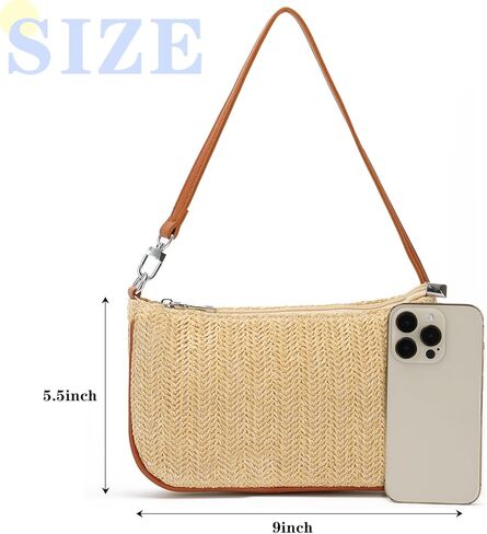 WOG2008 المحافظ القش الصغيرة للنساء الصيف المنسوجة محفظة الخوص حقيبة يد حقيبة الشاطئ الروطان in Kuwait