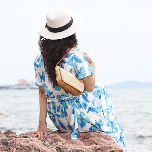 WOG2008 المحافظ القش الصغيرة للنساء الصيف المنسوجة محفظة الخوص حقيبة يد حقيبة الشاطئ الروطان in Kuwait