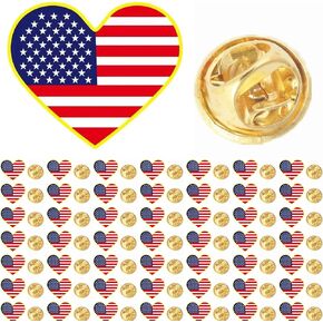 25/50/100 قطعة معدنية على شكل قلب دبوس العلم الأمريكي دبابيس علم الولايات المتحدة الأمريكية شارة وطنية لحقيبة الظهر سترة 4th من يوليو إكسسوارات هدايا يوم المحاربين القدامى السائبة in Kuwait