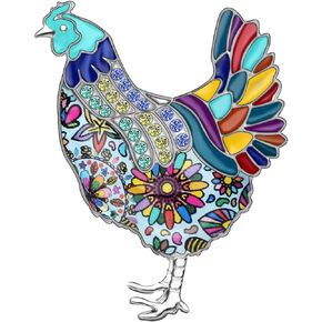 DUOWEI Enamel Chicken Brooches Animals Lapel Pin Clothes Scarf Jewelry Gift for Women Girls