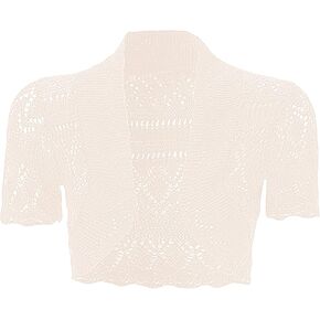 Gal Moda | Little Girl Short Sleeve Cardigan Shrugs in Knitted Pointelle | Cardigan Sweater Elegant Shrugs for Kids