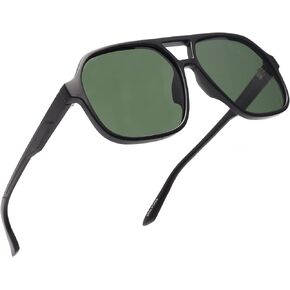 GLINDAR Men's Women's Polarized Aviator Sunglasses Vintage Oversized Square Glasses