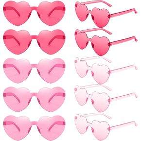 RTBOFY 10 PCS Heart Sunglasses for Fashion Party, Rimless Heart Shaped Sunglasses for Women Party Favor Halloween Sunglasses in Kuwait