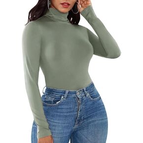 RURNVAY Women's Bodysuits Long Sleeve Multicolor Body Suit High-Neck Lingerie in Saudi Arabia