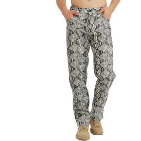 سراويل جلد الثعبان للرجال، سراويل كلاسيكية أنيقة كاجوال بطبعة ثعبان من البولي يوريثان للنوادي الليلية in Kuwait