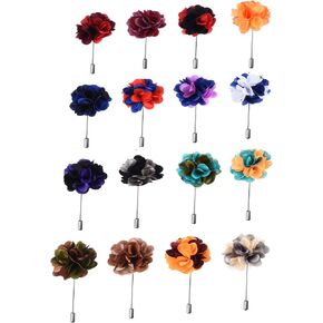 فانريل 16 قطعة من دبابيس طية صدر السترة للرجال مصنوعة يدويا من الساتان لبدلة الزفاف والعريس مع صندوق, ساتان ميتال in Kuwait