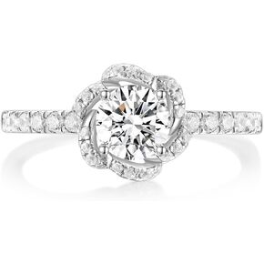 Mameloly 0.8CT 925 خواتم خطوبة من الفضة الاسترليني للنساء قطع دائرية من الزهور نصف الخلود مكعب زركونيا هالو تشيكوسلوفاكيا خواتم وعد بفرقة الزفاف لحجمها 4-10 in Kuwait