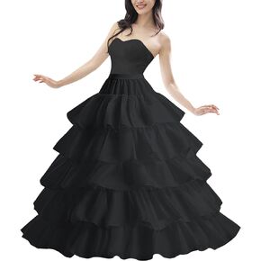 Women Petticoat 4 Hoop Skirt with 5 Ruffles Layers Crinoline Petticoats for Women Half Slips Underskirt for Wedding