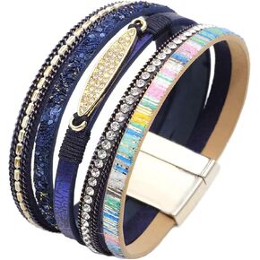 KunBead Leather Wrap Bracelets for Women Handmade Braided Boho Multi-Layer Bracelet Wristband Cuff Bangle Birthday Jewelry in Kuwait
