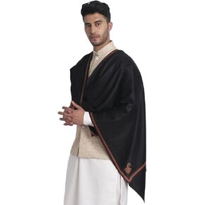 Zamour Kashmiri Woolen Shawl for Men with Kingri Embroidery, Pashmina Faux Wool Lohi Shawls for Winter in Kuwait