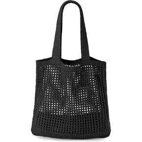 Crochet Tote Bag, Beach Mesh Knitted Bag Large Aesthetic Shoulder Bag Handbags Hollow Hobo Bag for Women Summer