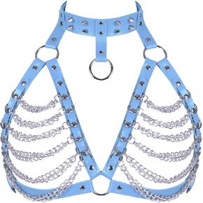 Women's Leather Body Harness Punk Bra Carnival Bra Dance Costume Adjustable Bra Clothing Accessories