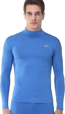 Mock Turtleneck Men Shirts Tops Base Layer Compression Long Sleeve T Shirts LO in Saudi Arabia