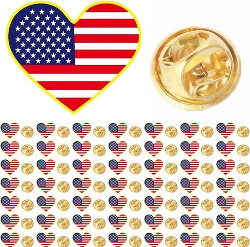 25/50/100 قطعة معدنية على شكل قلب دبوس العلم الأمريكي دبابيس علم الولايات المتحدة الأمريكية شارة وطنية لحقيبة الظهر سترة 4th من يوليو إكسسوارات هدايا يوم المحاربين القدامى السائبة in Kuwait