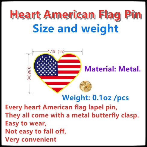 25/50/100 قطعة معدنية على شكل قلب دبوس العلم الأمريكي دبابيس علم الولايات المتحدة الأمريكية شارة وطنية لحقيبة الظهر سترة 4th من يوليو إكسسوارات هدايا يوم المحاربين القدامى السائبة in Kuwait