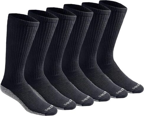 Dickies Men's Multi-Pack Dri-tech Moisture Control Boot-Length Socks, Black (6 Pairs), X-Large in Saudi Arabia