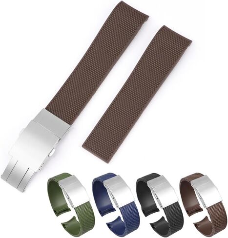 شريط مطاطي ذو طرف منحني 21 ملم لحافظة لونجين هيدروكونكويست 41 ملم/43 ملم، أحزمة ساعة بديلة مع إبزيم لساعة لونجين هيدروكونكويست - ألوان متعددة in Kuwait