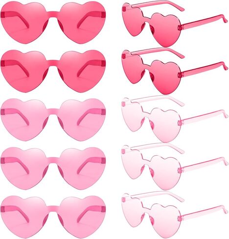 RTBOFY 10 PCS Heart Sunglasses for Fashion Party, Rimless Heart Shaped Sunglasses for Women Party Favor Halloween Sunglasses in Kuwait