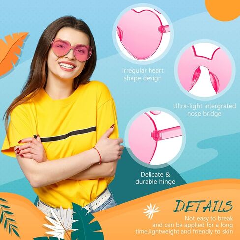 RTBOFY 10 PCS Heart Sunglasses for Fashion Party, Rimless Heart Shaped Sunglasses for Women Party Favor Halloween Sunglasses in Kuwait