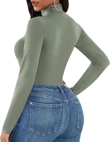 RURNVAY Women's Bodysuits Long Sleeve Multicolor Body Suit High-Neck Lingerie in Saudi Arabia