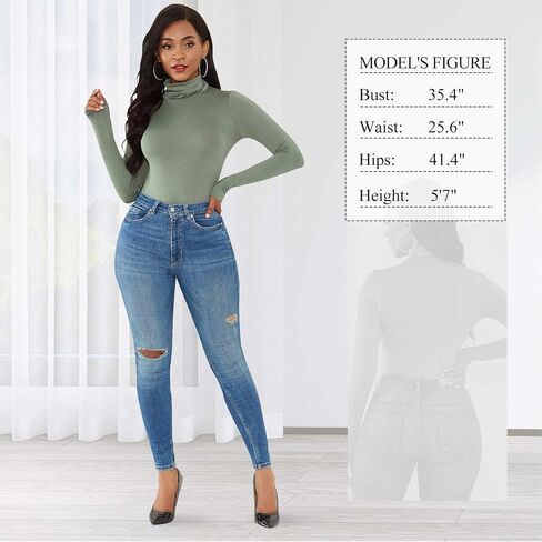 RURNVAY Women's Bodysuits Long Sleeve Multicolor Body Suit High-Neck Lingerie in Saudi Arabia