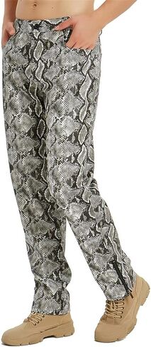 سراويل جلد الثعبان للرجال، سراويل كلاسيكية أنيقة كاجوال بطبعة ثعبان من البولي يوريثان للنوادي الليلية in Kuwait