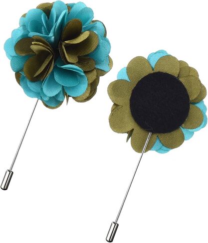 فانريل 16 قطعة من دبابيس طية صدر السترة للرجال مصنوعة يدويا من الساتان لبدلة الزفاف والعريس مع صندوق, ساتان ميتال in Kuwait