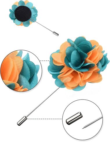 فانريل 16 قطعة من دبابيس طية صدر السترة للرجال مصنوعة يدويا من الساتان لبدلة الزفاف والعريس مع صندوق, ساتان ميتال in Kuwait