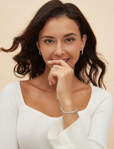 Mameloly 0.8CT 925 خواتم خطوبة من الفضة الاسترليني للنساء قطع دائرية من الزهور نصف الخلود مكعب زركونيا هالو تشيكوسلوفاكيا خواتم وعد بفرقة الزفاف لحجمها 4-10 in Kuwait