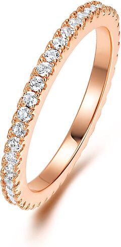 MDFUN 14K Yellow Gold Plated Cubic Zirconia band Eternity Ring for Women in Saudi Arabia