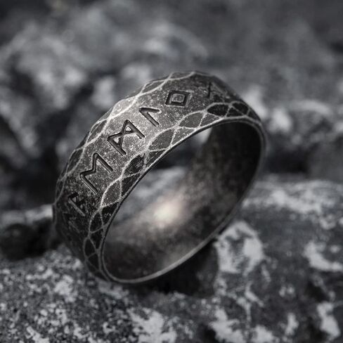 KIRTIJW الفايكنج خواتم للرجال نورس فايكنغ الغراب الرونية Vegvisir البوصلة تميمة خاتم للرجال النساء الأولاد حجم 7-13 in Saudi Arabia