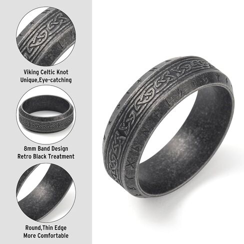 KIRTIJW الفايكنج خواتم للرجال نورس فايكنغ الغراب الرونية Vegvisir البوصلة تميمة خاتم للرجال النساء الأولاد حجم 7-13 in Saudi Arabia