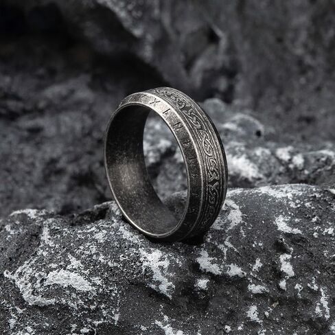 KIRTIJW الفايكنج خواتم للرجال نورس فايكنغ الغراب الرونية Vegvisir البوصلة تميمة خاتم للرجال النساء الأولاد حجم 7-13 in Saudi Arabia