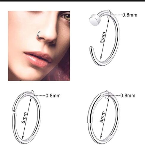 ZGWAUYYDS 40 PCS 20G Nose Rings for Women Nose Piercings Jewelry Nose Rings Hoops Nose Studs Screw for Women (style 1) in Saudi Arabia