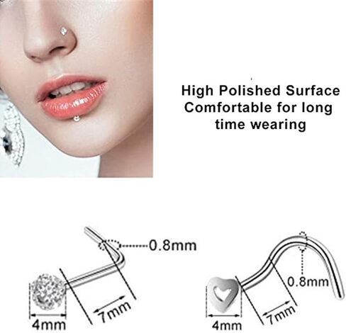 ZGWAUYYDS 40 PCS 20G Nose Rings for Women Nose Piercings Jewelry Nose Rings Hoops Nose Studs Screw for Women (style 1) in Saudi Arabia