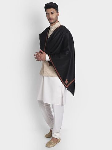 Zamour Large Kashmiri Scarf Shawl Prayer Wrap for Men, Original Kingri Sozni Embroidery in Saudi Arabia