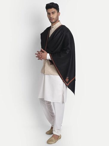 Zamour Large Kashmiri Scarf Shawl Prayer Wrap for Men, Original Kingri Sozni Embroidery in Saudi Arabia
