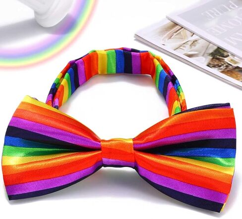 JEWEKY Rainbow Bow Ties Colorful Bow Tie Adjustable Bowtie Rave Party Celebration Costume for Women and Men in Kuwait