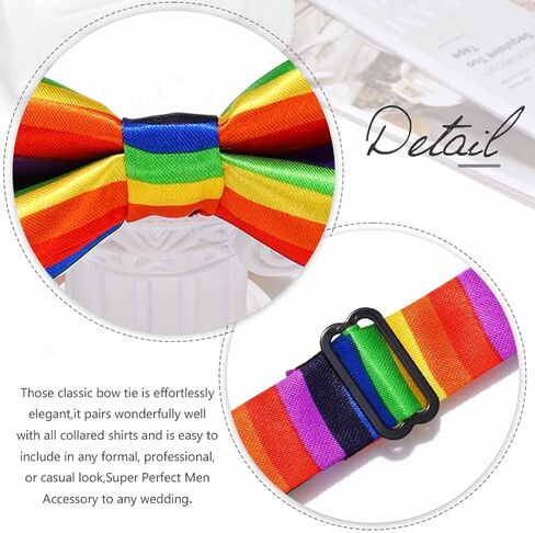 JEWEKY Rainbow Bow Ties Colorful Bow Tie Adjustable Bowtie Rave Party Celebration Costume for Women and Men in Kuwait