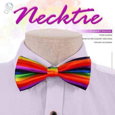 JEWEKY Rainbow Bow Ties Colorful Bow Tie Adjustable Bowtie Rave Party Celebration Costume for Women and Men in Kuwait