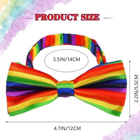 JEWEKY Rainbow Bow Ties Colorful Bow Tie Adjustable Bowtie Rave Party Celebration Costume for Women and Men in Kuwait